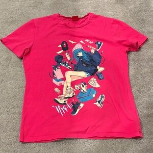 Bright Pink Graphic Anime Tee